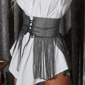 Rhinestone Fringe Trim Corset